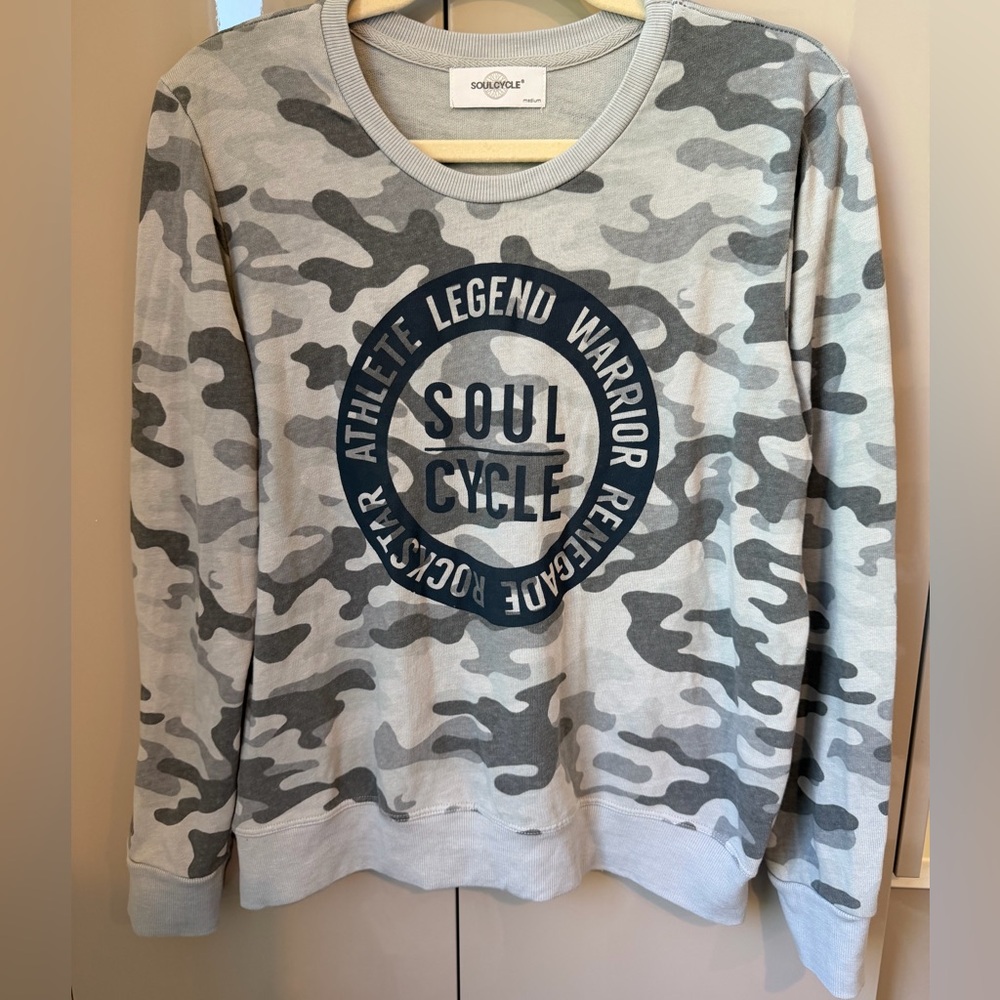 SoulCycle Gray Camouflage Crewneck